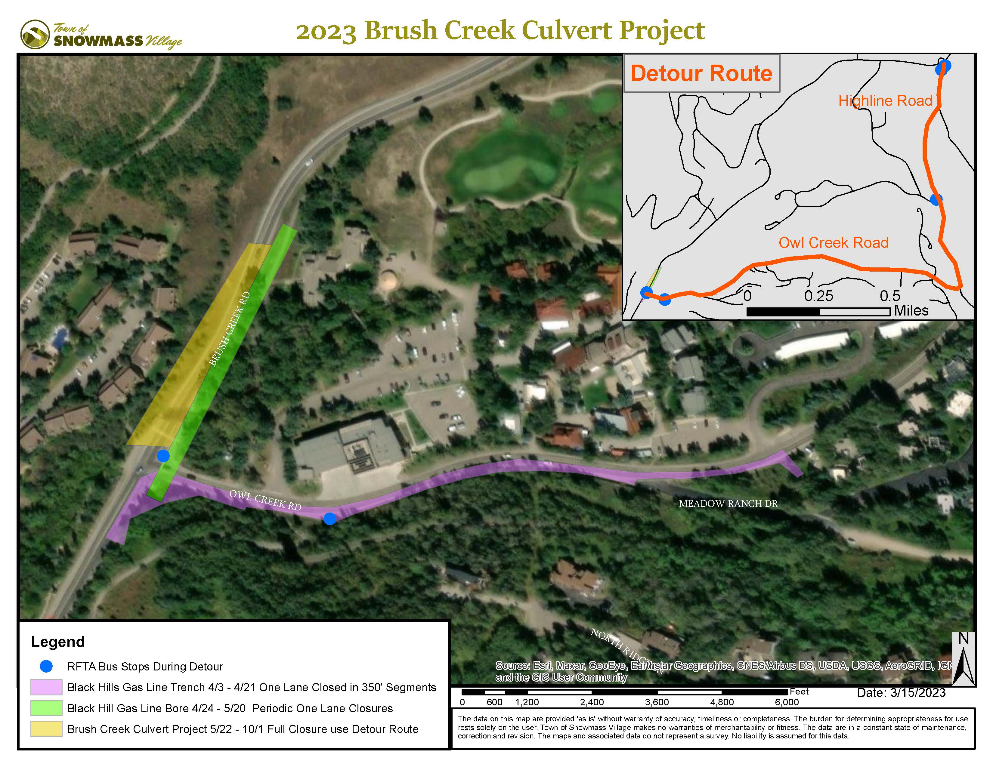 2023 Brush Creek Road Culvert Construction Map