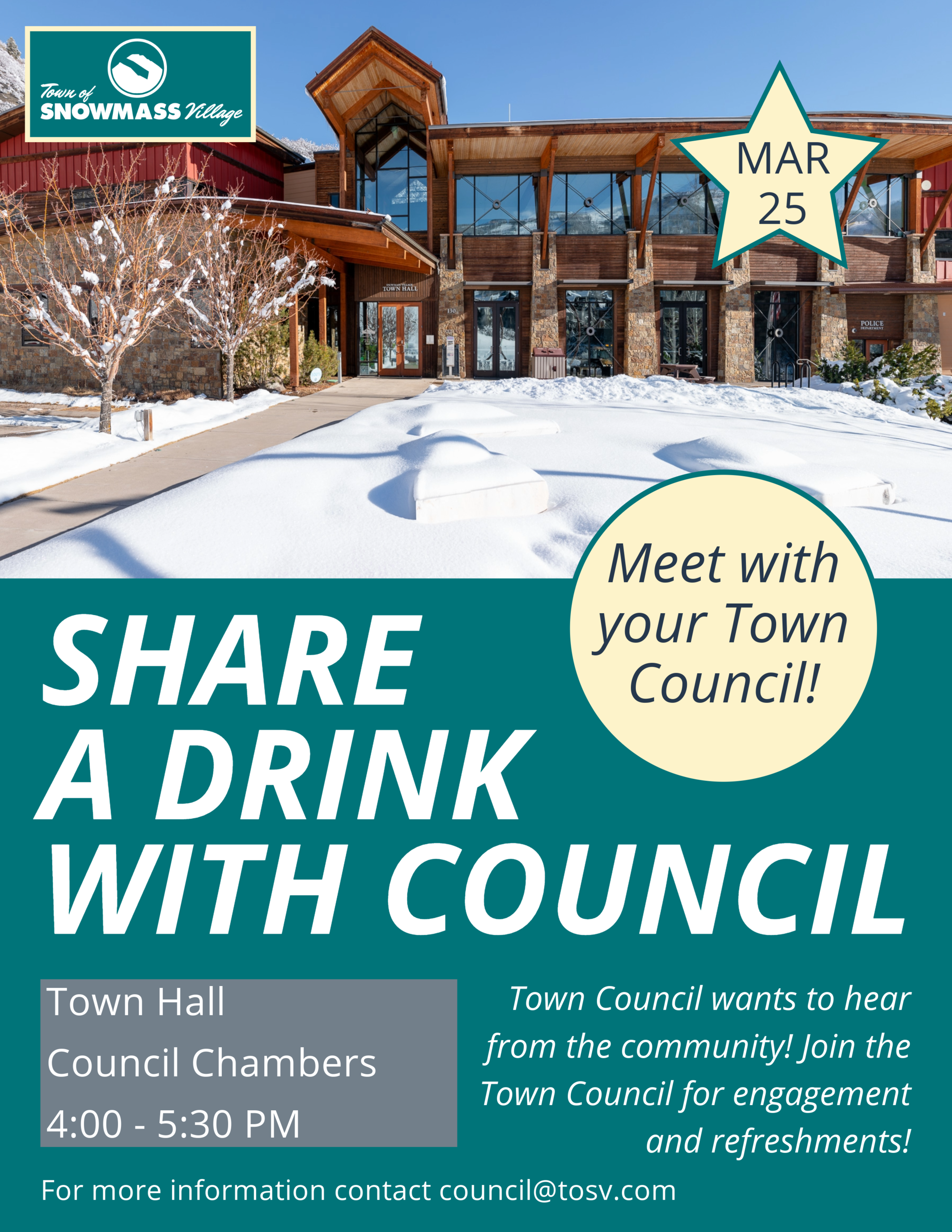 Share A Drink with Council March 2024 Poster